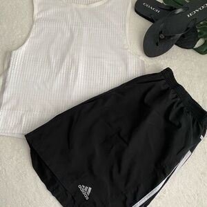 adidas Black Athletic Running Shorts with White Trim
